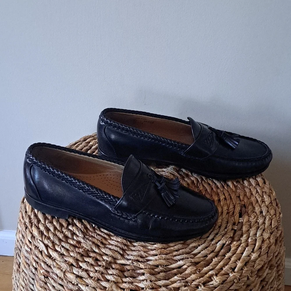 Allen Edmonds Mens  Maxfield Classic‎ Dress Black Leather Tassel Loafers S-10.5D